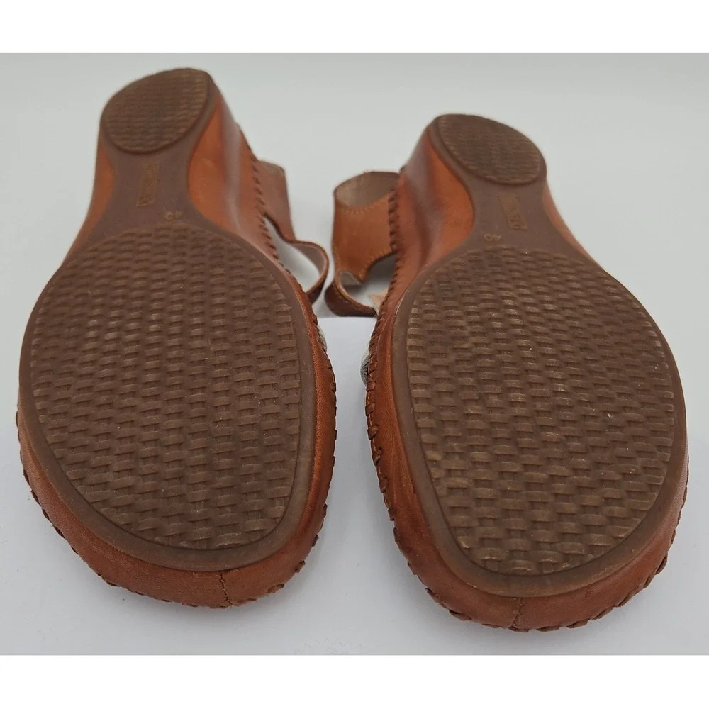 Pikolinos P. Vallarta Cream Brown Sandal Sz 9-9.5 Boho Mary Jane Cottagecore EUC